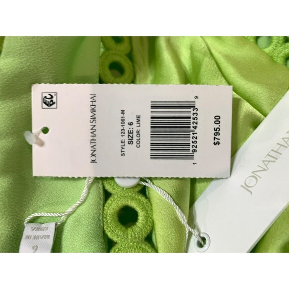 Johnathan Simkhai Sevilla Lime Green Crochet-Trim Midi Dress NWT SZ 6 - Picture 8 of 12